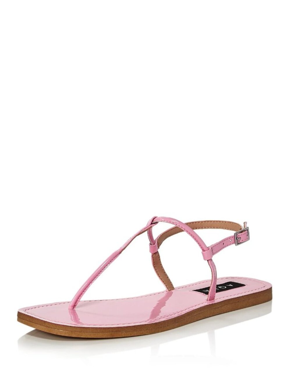 AQUA Pink Patent T Strap Thong Sandals Round Toe Buckle Shoes 7.5 NIB